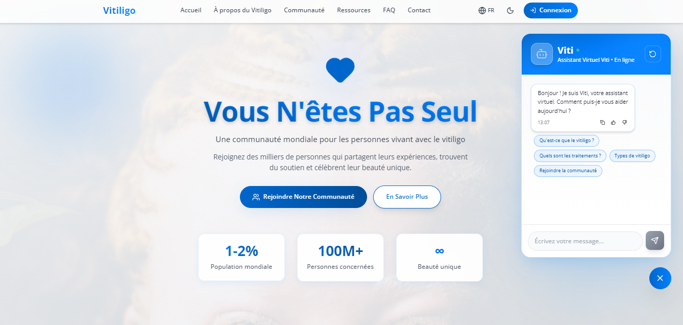 Capture du projet VitiligoCommunity